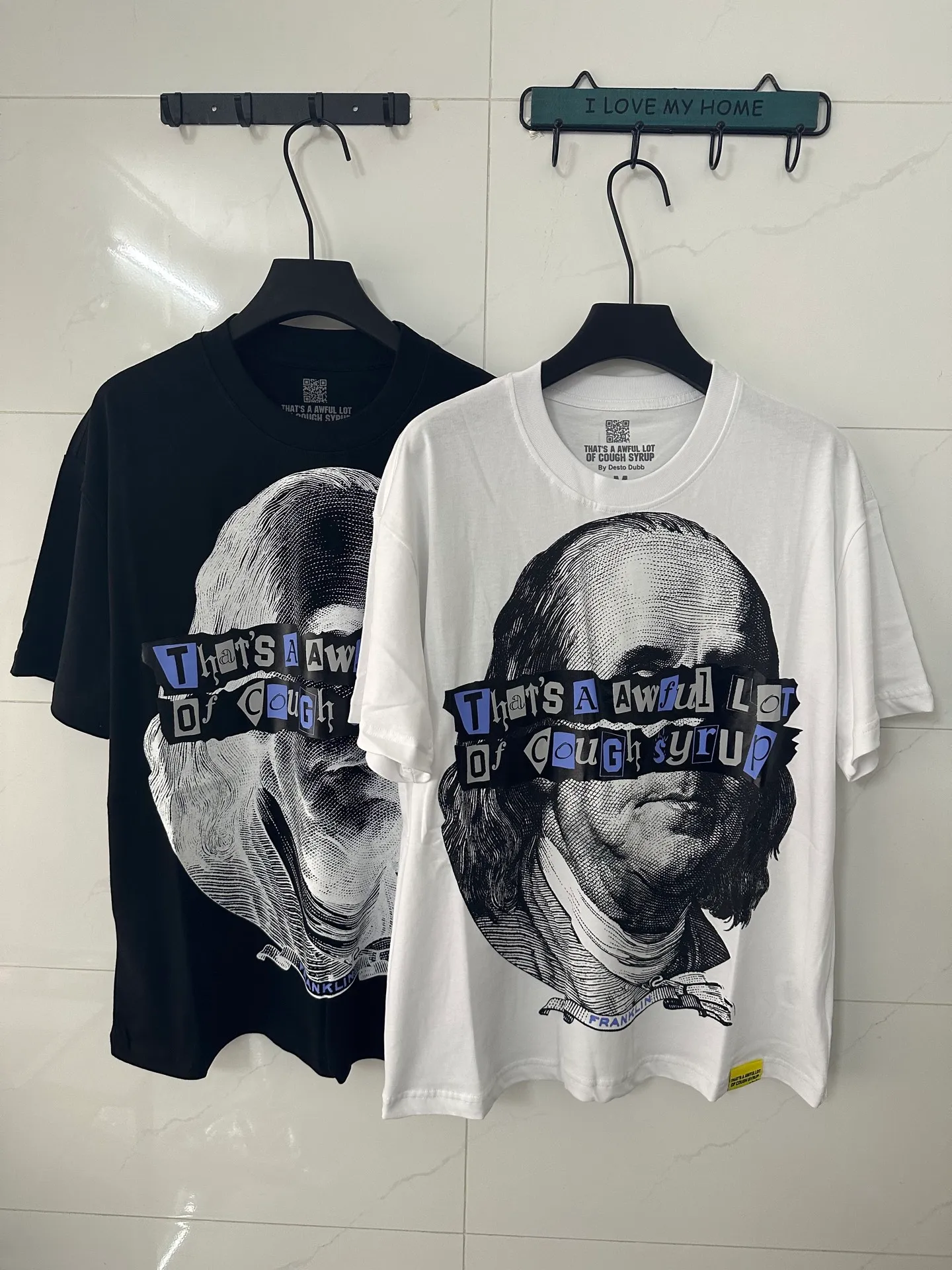#White/Black I THAT'S A AWFUL LOT OF COUGH SYRUP In Stock Real shot American simple trendy brand loose casual T-shirt Fabric (fabric): 32 counts Weight combed double yarn pure cotton Sizes (size): S-M L X L Color (colour): White, Black